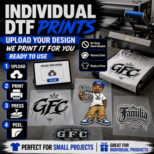 Individual DTF prints upload your design product photo